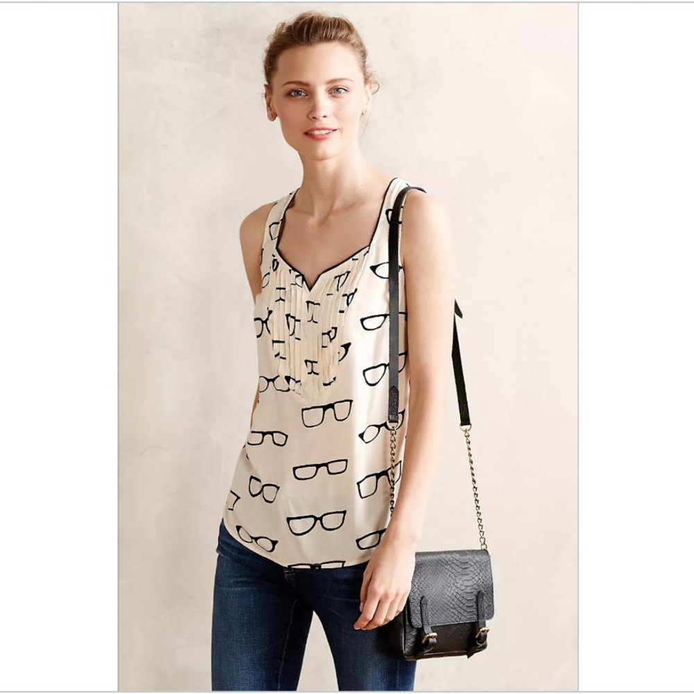 EUC Maeve Amory Tank with Eyeglasses Print
